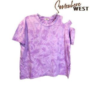 Somewhere‎ West Women's Cut out Short Sleeve Crewneck Ripped Tee Shirts NWT